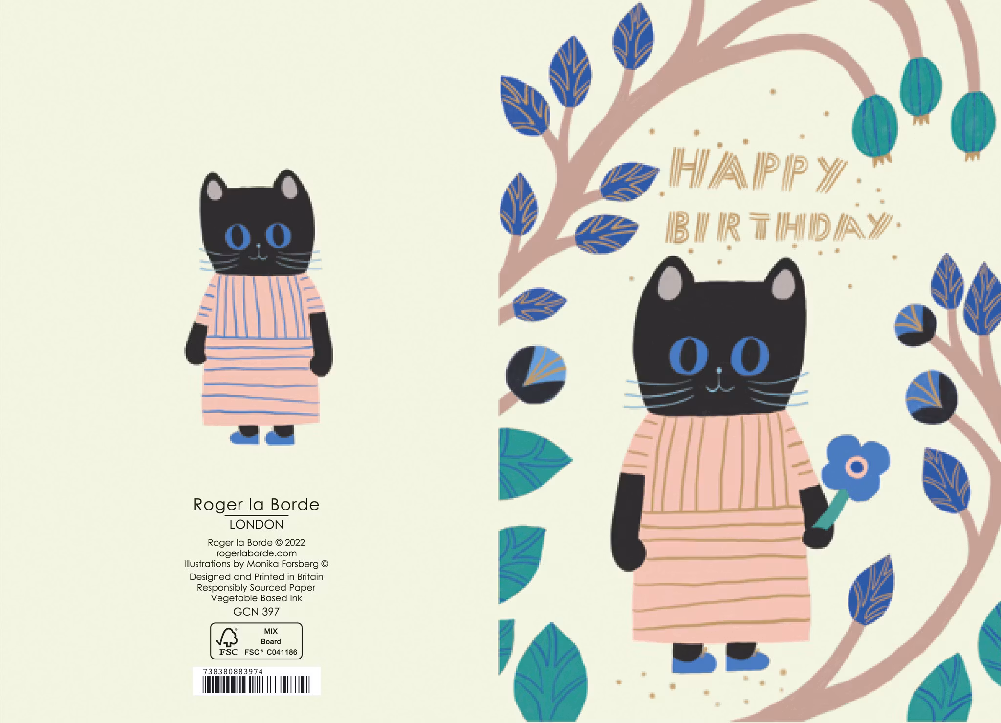 Kort med kuvert - Liten blomma från katten (Fraktfritt)