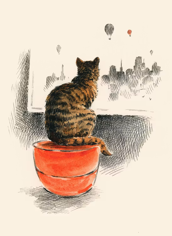 Kort med kuvert - Katten i fönstret (Fraktfritt)