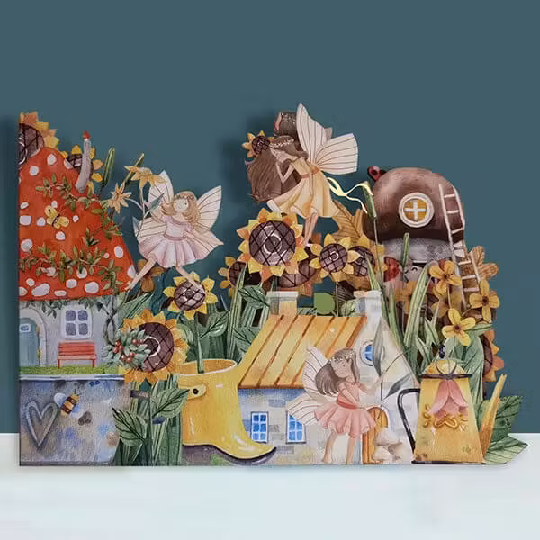 Laserskuret kort med kuvert - Älvornas by (Fraktfritt)