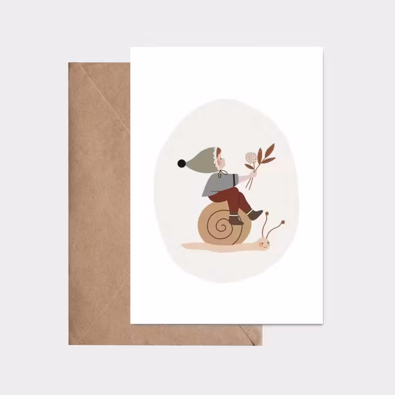 Enkelt kort med kuvert -  Min lilla snigel (Fraktfritt)