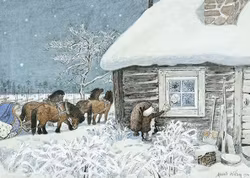 Enkelt julkort - Lille Viggs jul - Ladan (Fraktfritt)