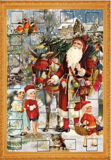 Liten adventskalender med kuvert - Klassisk jul (Fraktfritt)