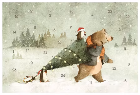 Liten Adventskalender som julkort - Dags för julgran (Fraktfritt)