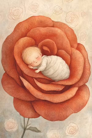 Dubbelt kort med kuvert - Barnet i blomman (Fraktfritt)