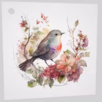 Litet kort utan kuvert - Fågel på blomsterkvist (Fraktfritt)