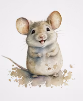 Litet kort utan kuvert - Glad liten mus (Fraktfritt)