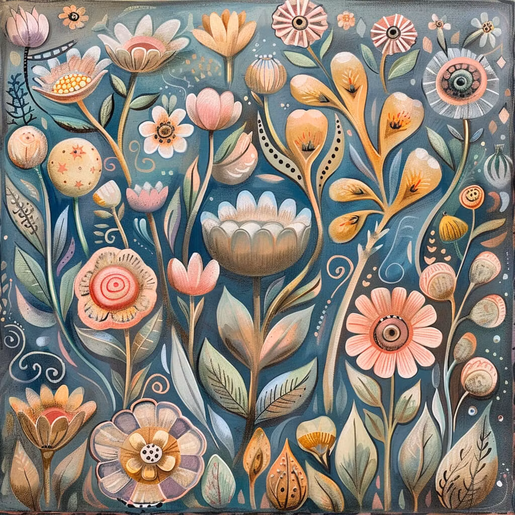 Litet kort utan kuvert - Magiska blommor (Fraktfritt)