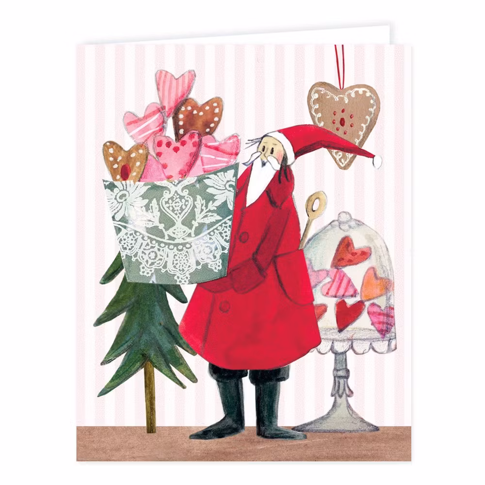 Litet kort med kuvert - Pepparkakshjärten (Fraktfritt)