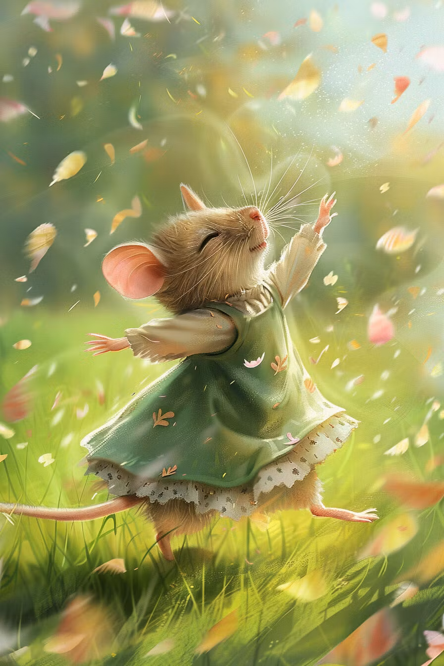 Litet kort utan kuvert - Dans bland körsbärsblommor (Fraktfritt)