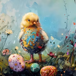 Litet kort utan kuvert - Färgad kyckling (Fraktfritt)