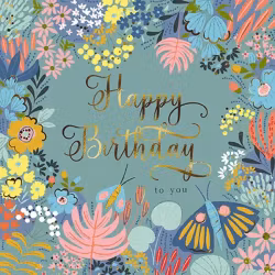 Dubbelt kort med kuvert - Blommor och grattis (Fraktfritt)