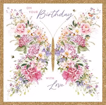 Dubbelt kort med kuvert - Födelsedagsfjärilen (Fraktfritt)