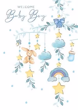 Dubbelt kort med kuvert - Baby Boy (Fraktfritt)
