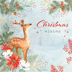 Julkort med kuvert - Renen i snön (Fraktfritt)
