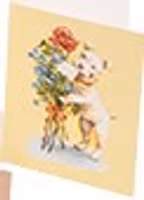 Litet kort med kuvert - Hund med blombukett (Fraktfritt)