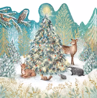 Förpackning med 10 stycken lyxiga julkort - Runt granen