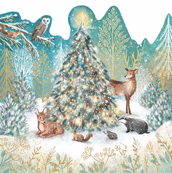 Förpackning med 10 stycken lyxiga julkort - Runt granen