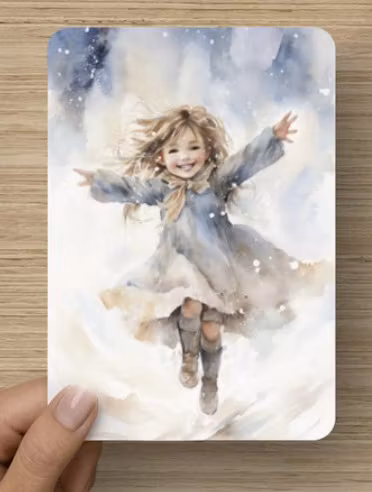 Enkelt vinterkort - Lycka i vintersnön (Fraktfritt)