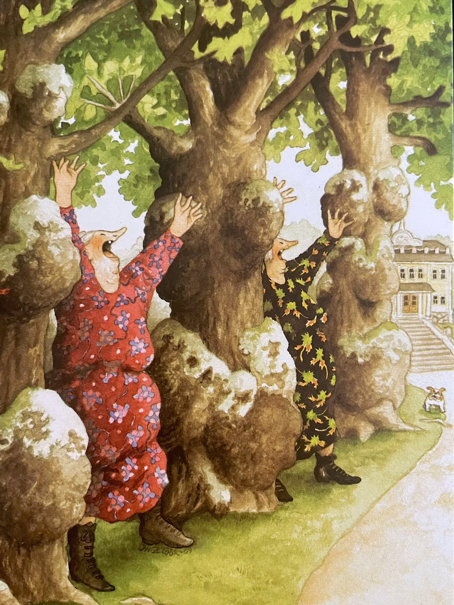 Enkelt Kort - Lyckliga damer - Knotiga träd  (Fraktfritt)