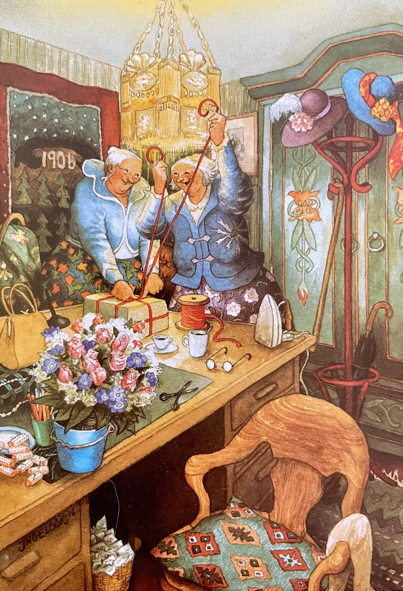 Enkelt Kort - Lyckliga damer - Paketinslagning (Fraktfritt)