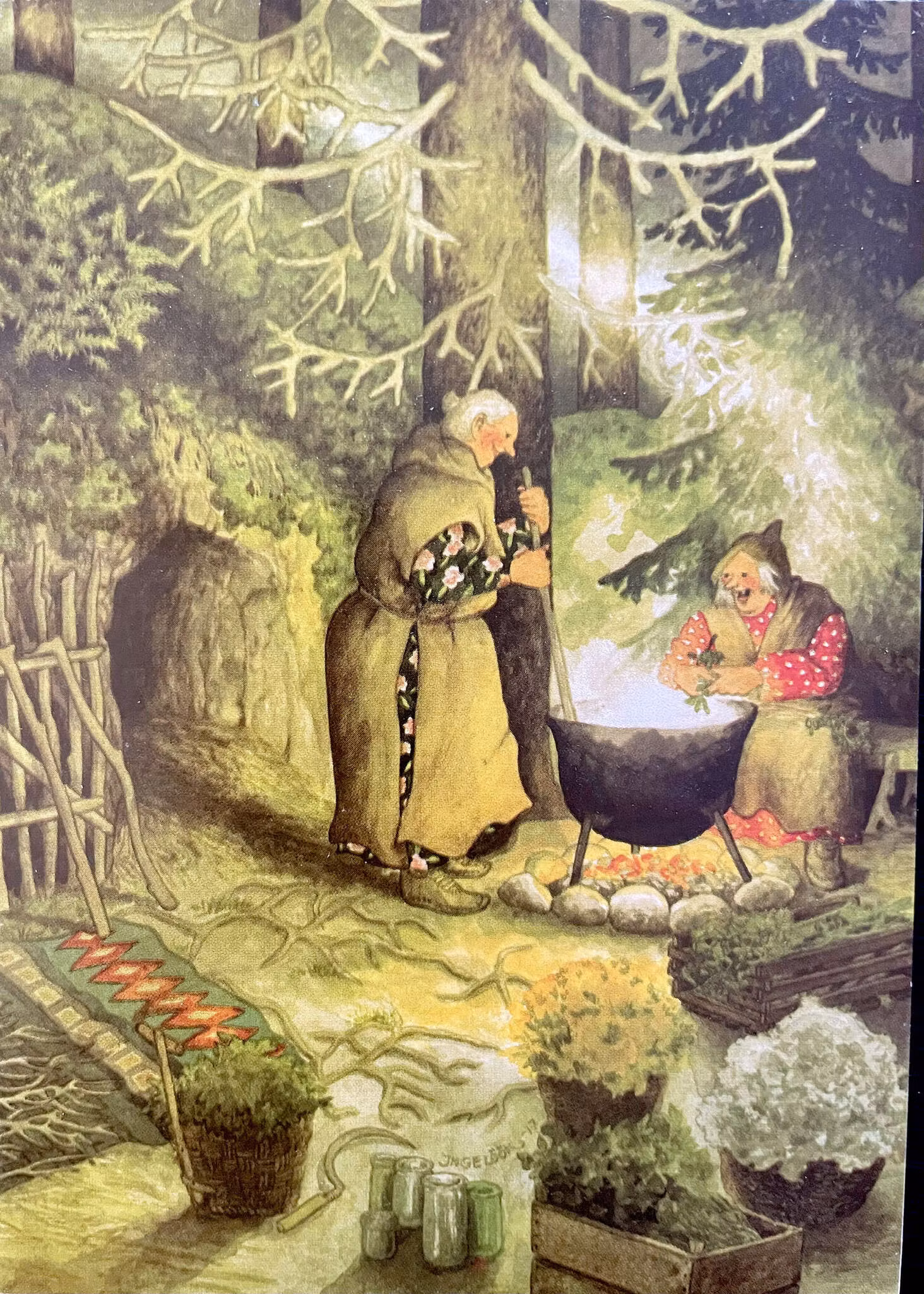 Enkelt Kort - Lyckliga damer - Storkok i skogen (Fraktfritt)