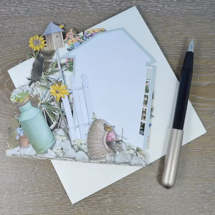 Magiskt gratulationskort - Kattungar vid cykeln (Fraktfritt)