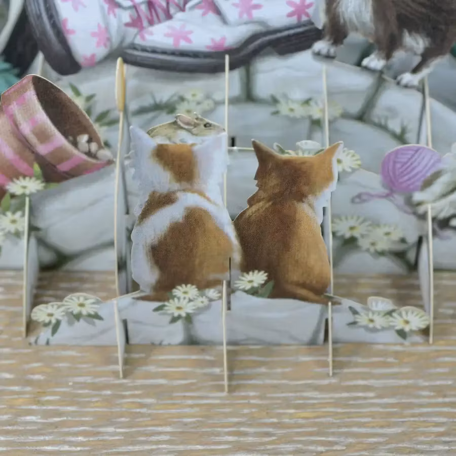 Magiskt gratulationskort - Kattungar vid cykeln (Fraktfritt)