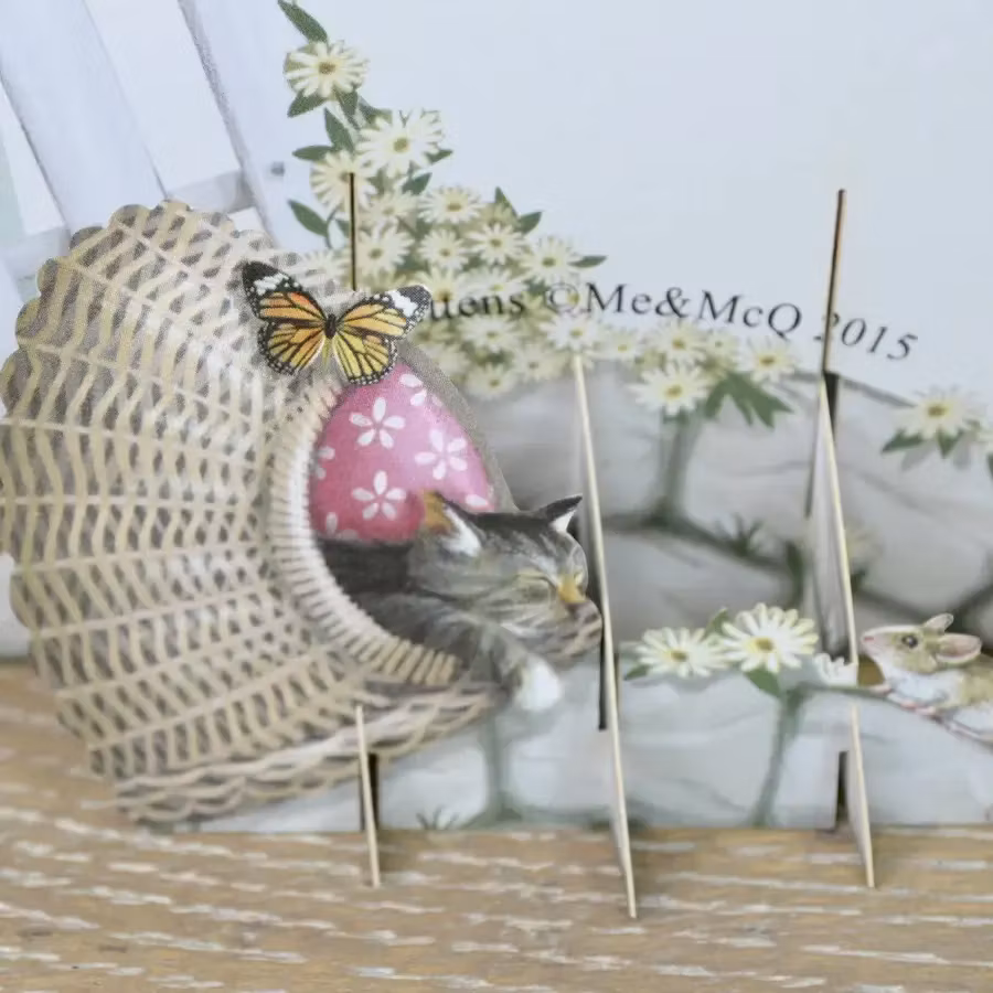 Magiskt gratulationskort - Kattungar vid cykeln (Fraktfritt)