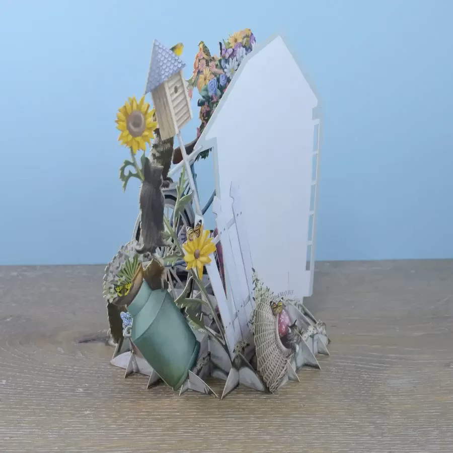 Magiskt gratulationskort - Kattungar vid cykeln (Fraktfritt)