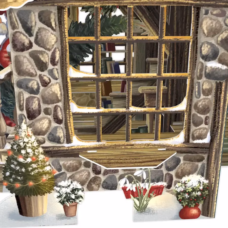 Magiskt julkort - Mysig julstuga (Fraktfritt)