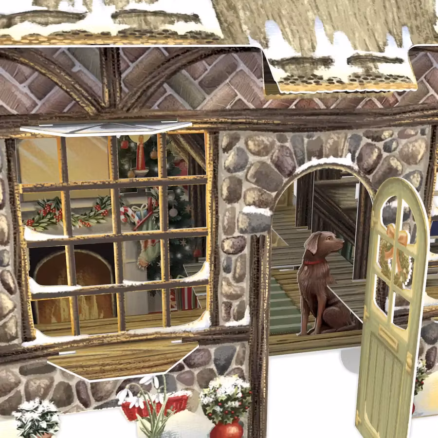 Magiskt julkort - Mysig julstuga (Fraktfritt)