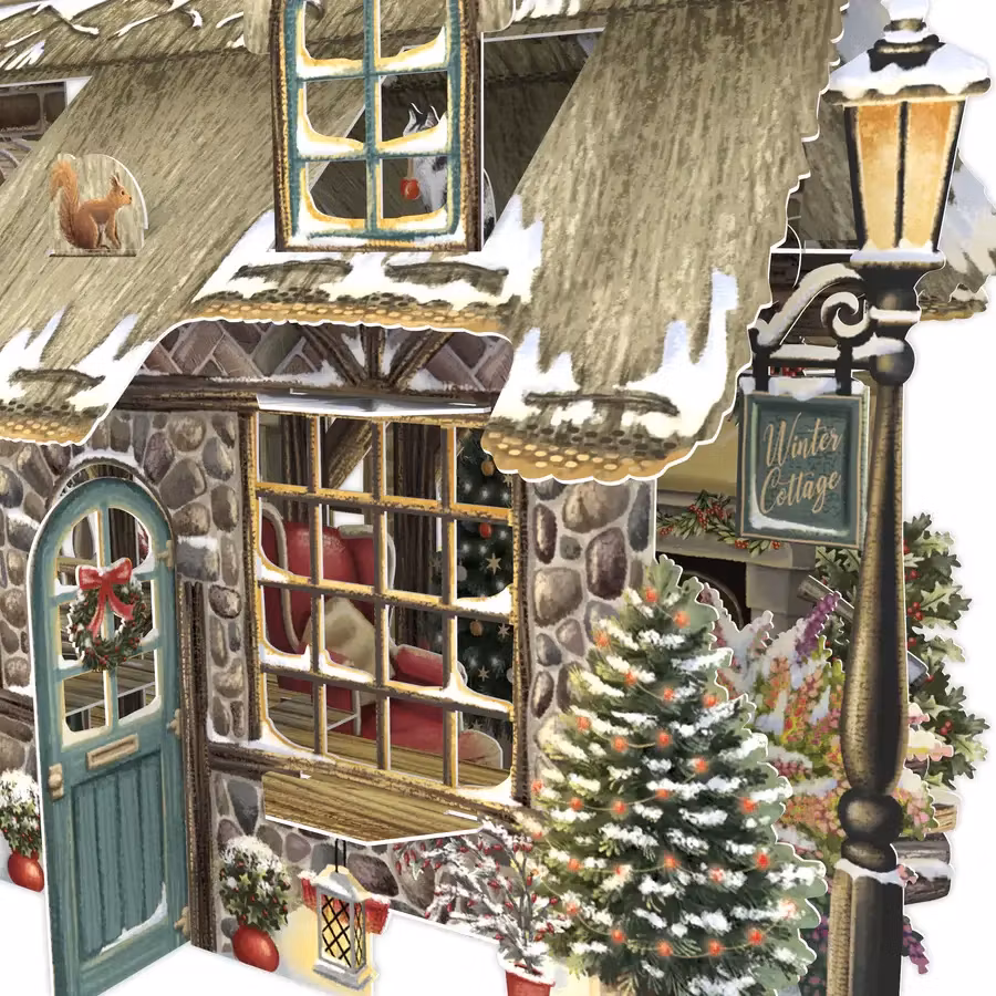 Magiskt julkort - Mysig julstuga (Fraktfritt)