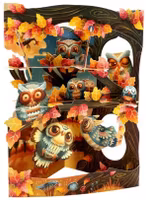 Magiskt gratulationskort - Skogsugglor (Fraktfritt)