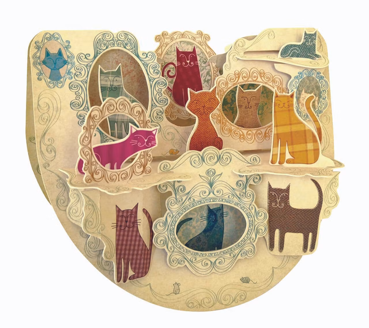 Magiskt gratulationskort - Vintage katter (Fraktfritt)