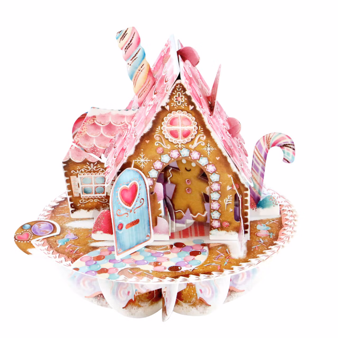 Utvikbart, magiskt julkort - Snurrande pepparkakshus (Fraktfritt)