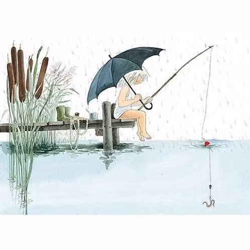 Enkelt Kort -Maja tittar på naturen (Fraktfritt)