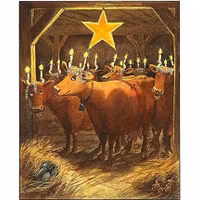 Enkelt julkort - Mamma Mu firar lucia (Fraktfritt)