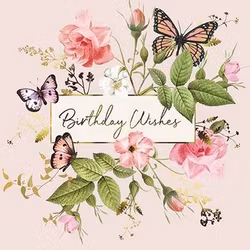 Dubbelt kort med kuvert - Födelsedag med vingslag (Fraktfritt)