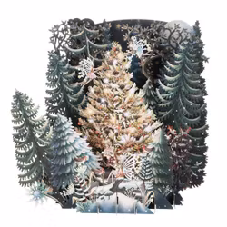 Magiskt, utvikbart julkort  - Älvor i vinterskogen (Fraktfritt)