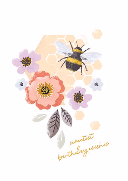 Dubbelt kort med kuvert - Honungsblommor (Fraktfritt)