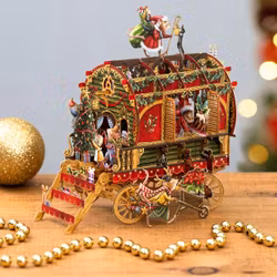 Magiskt, utvikbart julkort  - Julvagnen (Fraktfritt)