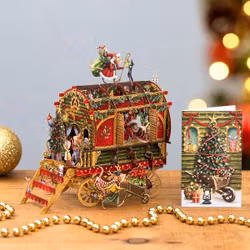Magiskt, utvikbart julkort  - Julvagnen (Fraktfritt)