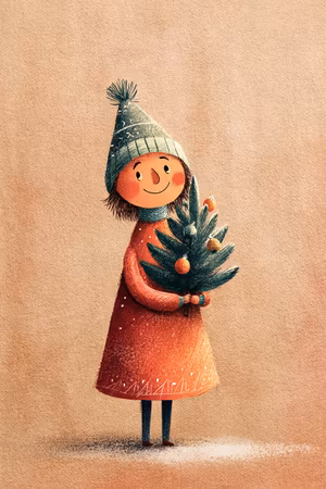 Enkelt julkort utan kuvert - Min lilla gran (Fraktfritt)