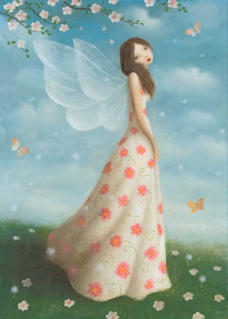 Lite mindre kort med kuvert - Blomsterklänning (Fraktfritt)