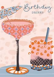 Dubbelt kort med kuvert - Drink på födelsedagen (Fraktfritt)