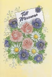 Dubbelt kort med kuvert - Blommor till mamma (Fraktfritt)