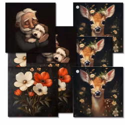 Flera små kort utan kuvert - Vackra kort (9 kort utan kuvert)