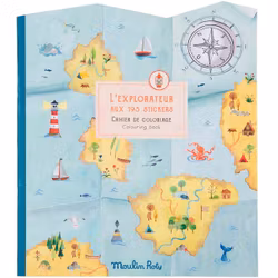 Målarbok med klistermärken -  'Kartor' från Moulin Roty