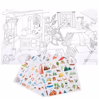 Målarbok med klistermärken -  'Kartor' från Moulin Roty