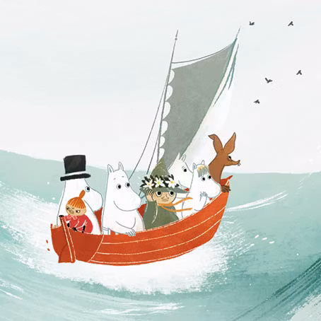 Kort med kuvert - Muminfamiljen på havet (Fraktfritt)